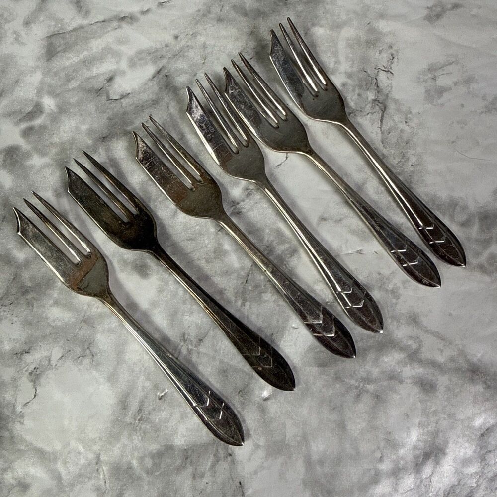 Set of 6 Vintage MS Ltd. EPNS Sheffield England Loxley Dessert Pastry Forks